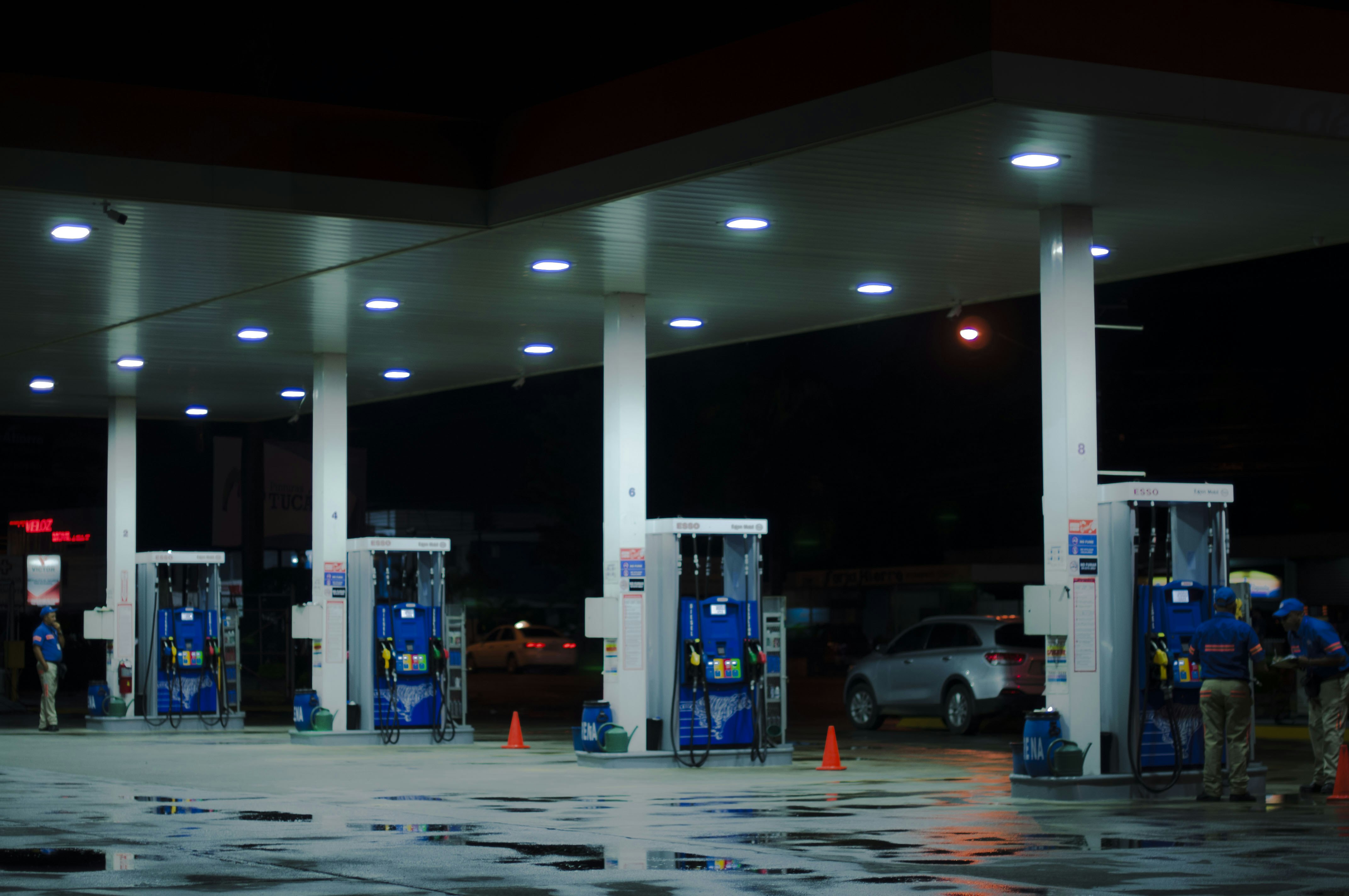 Chevron station at night